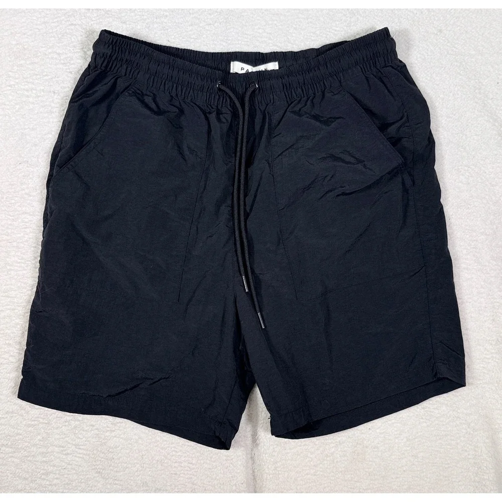 PacSun Volley Shorts‎ Mens M Black Nylon Elastic Waist Drawstring Trunk 6.5